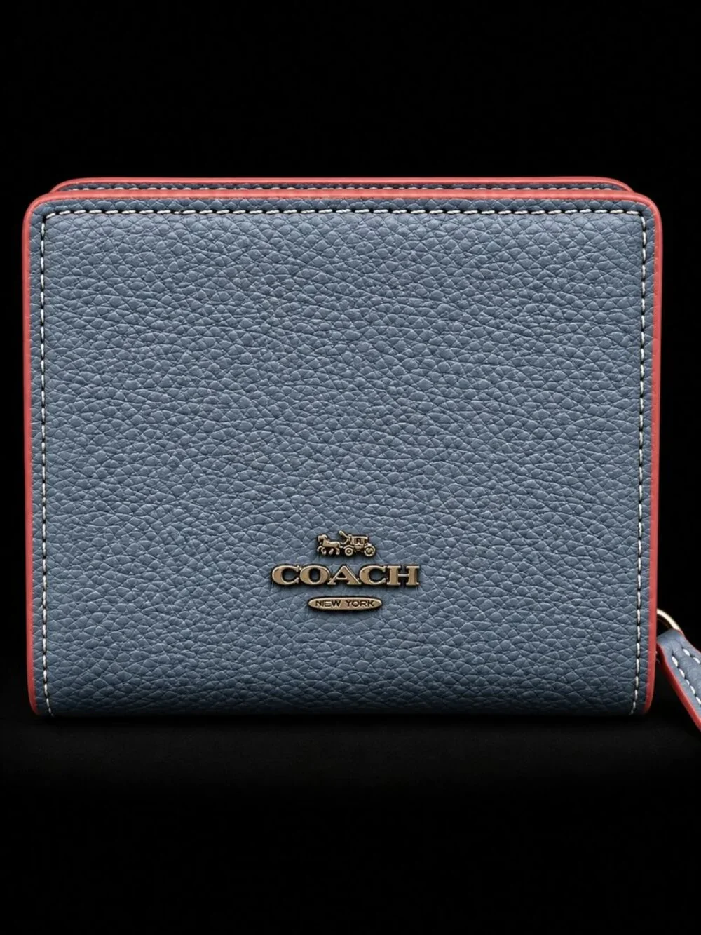 COACH x PEANUTS Snoopy Ski Motif Snap Wallet Denim Blue Multi CF251